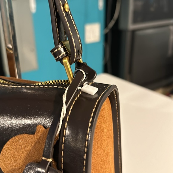 Chocolate and rust suede handbag, shoulder or handheld - Picture 6 of 10